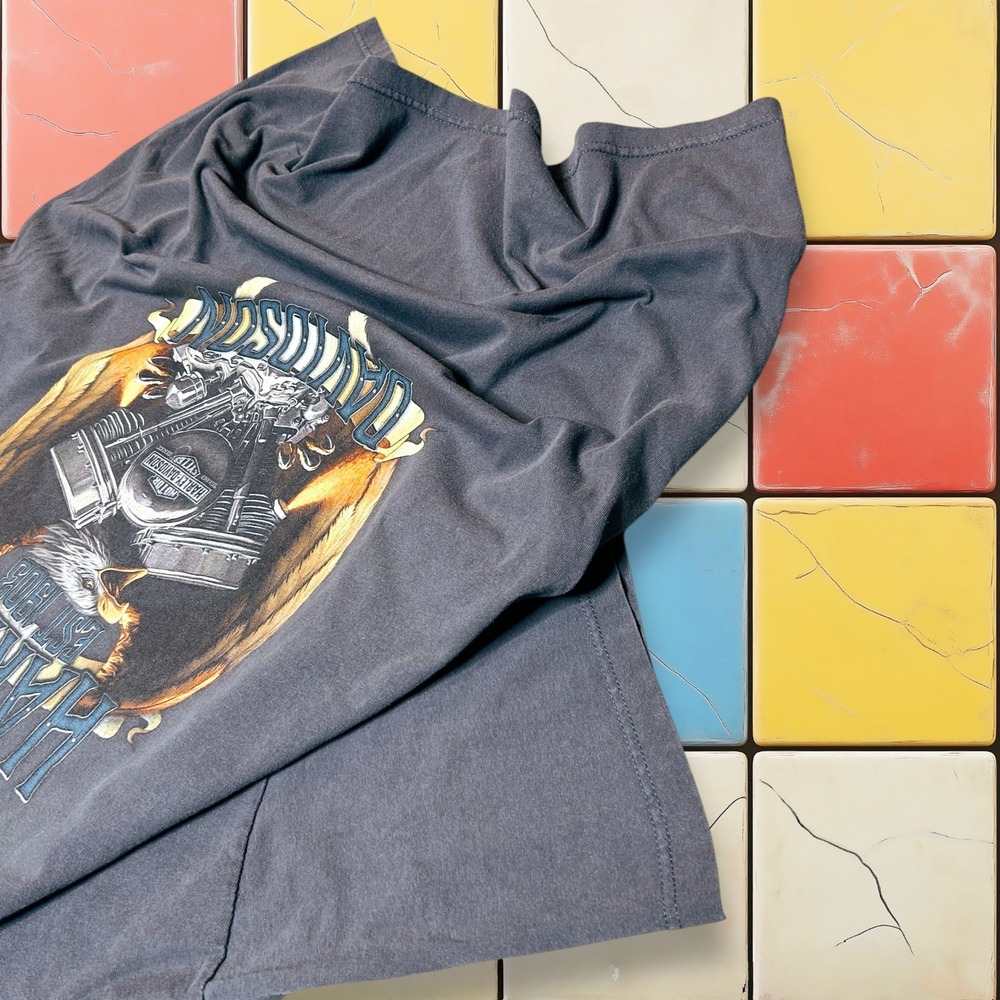 VTG Harley Davidson V-Twin Flame Shirt Y2K Men Gray 3XL‎ Eagle Biker Grunge Tee - Picture 7 of 14